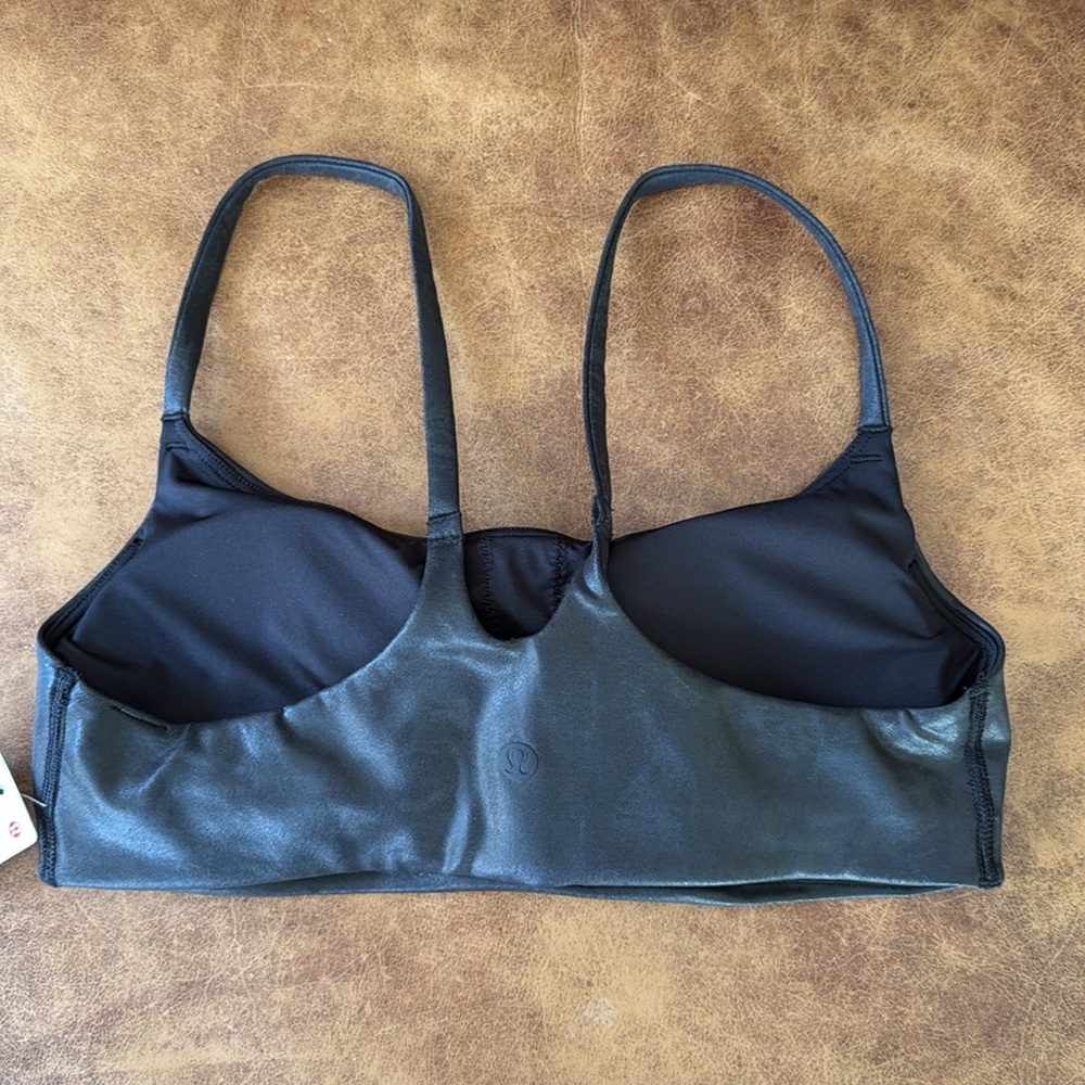 NWT Lululemon Wunder Train Strappy Racer Bra Sz 4 A B Foil Matte Shine Black - Picture 3 of 5
